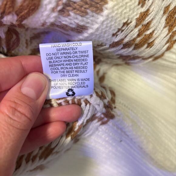 Pink Rose Women's Beige and Brown Geometric Patterned Long Cardigan Size S - Picture 4 of 7